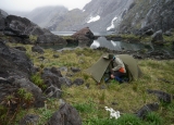 Camp at Lake Truth, Darran Mountains, Fiordland National Park
